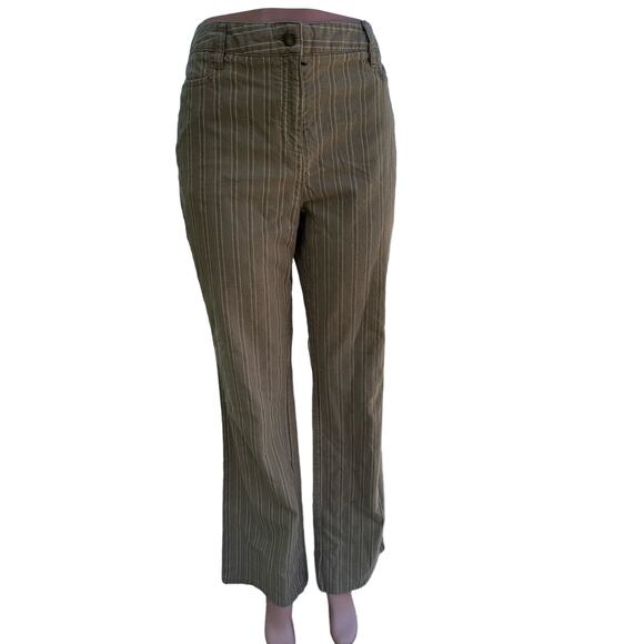 Tommy Hilfiger Tan Striped Flare Pants Size 12 34" Waist - Picture 1 of 8